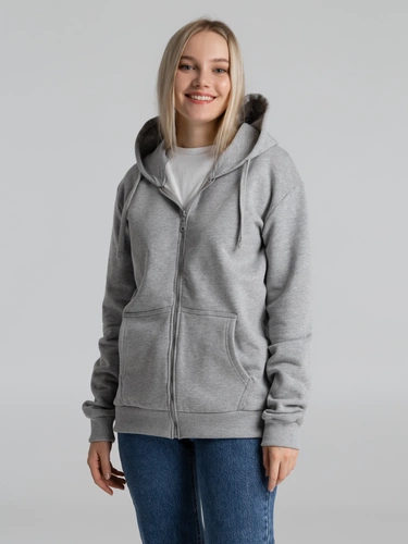 Толстовка на молнии с капюшоном Unit Siverga Heavy, серый меланж Толстовка на молнии с капюшоном Unit Siverga Heavy, серый меланж
