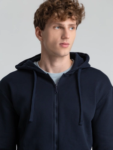 Толстовка на молнии с капюшоном Siverga Heavy 2.0, темно-синяя Толстовка на молнии с капюшоном Siverga Heavy 2.0, темно-синяя