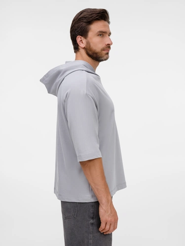 Футболка оверсайз унисекс с капюшоном Neofit, светло-серая Футболка оверсайз унисекс с капюшоном Neofit, светло-серая