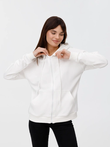 Толстовка унисекс оверсайз на молнии Zippy Terry, белая Толстовка унисекс оверсайз на молнии Zippy Terry, белая