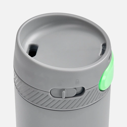 Термостакан X1 с цветной кнопкой, серый с зеленым Термостакан X1 с цветной кнопкой, серый с зеленым