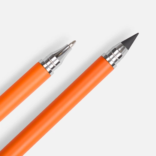 Ручка шариковая и вечный карандаш Diptych, оранжевая Ручка шариковая и вечный карандаш Diptych, оранжевая
