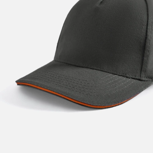 Бейсболка Long Beach, серая с оранжевым Бейсболка Long Beach, серая с оранжевым