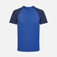 Футболка спортивная унисекс Vortex, темно-синяя с ярко-синим