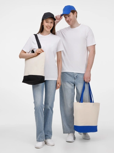 Сумка для покупок на молнии Shopaholic Zip, неокрашенная с синим Сумка для покупок на молнии Shopaholic Zip, неокрашенная с синим