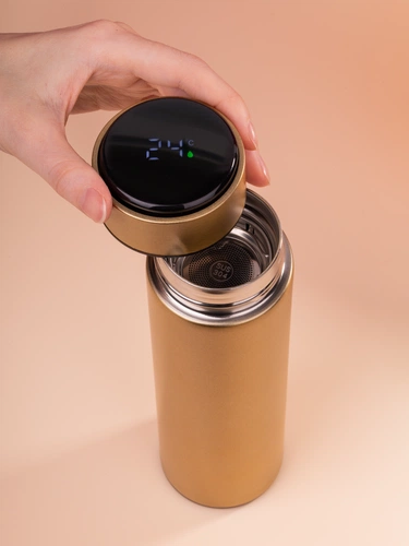 Смарт-бутылка с заменяемой батарейкой Long Therm, золотистая Смарт-бутылка с заменяемой батарейкой Long Therm, золотистая