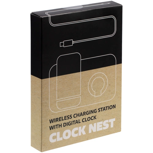 Зарядная станция с часами Clock Nest, черная Зарядная станция с часами Clock Nest, черная