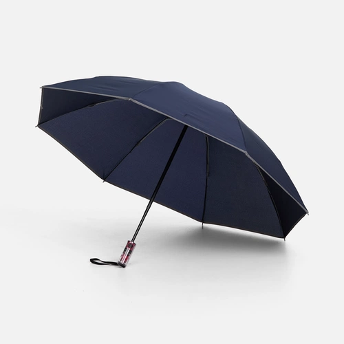 Зонт наоборот складной Futurum со светоотражающим кантом, темно-синий Зонт наоборот складной Futurum со светоотражающим кантом, темно-синий
