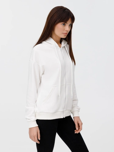 Толстовка унисекс оверсайз на молнии Zippy Terry, белая Толстовка унисекс оверсайз на молнии Zippy Terry, белая