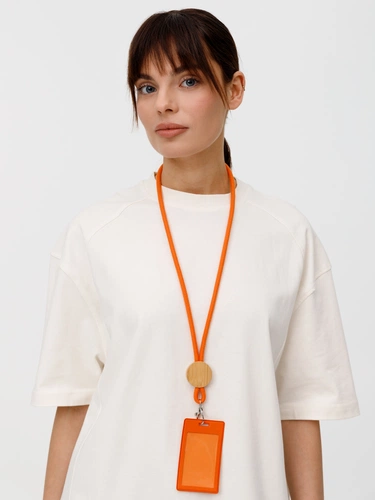 Шнурок для бейджа Tube Wood, оранжевый Шнурок для бейджа Tube Wood, оранжевый