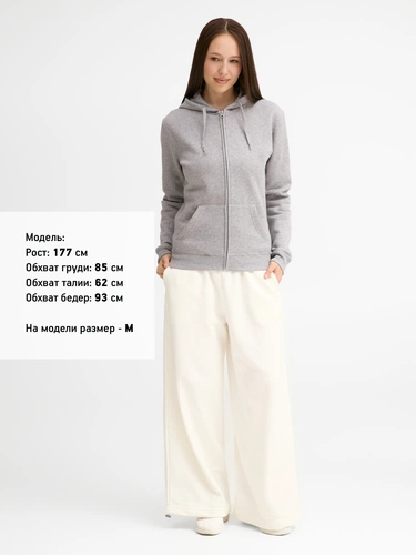 Толстовка женская на молнии с капюшоном Seven Women, серый меланж Толстовка женская на молнии с капюшоном Seven Women, серый меланж
