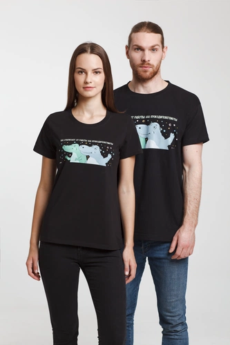 Футболка женская «Крокодилобегемоты», черная Футболка женская «Крокодилобегемоты», черная