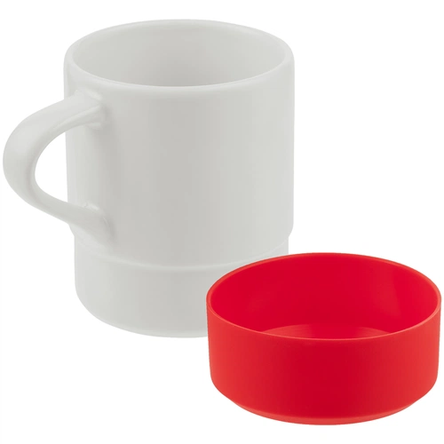 Кружка с силиконовой подставкой Protege, красная Кружка с силиконовой подставкой Protege, красная
