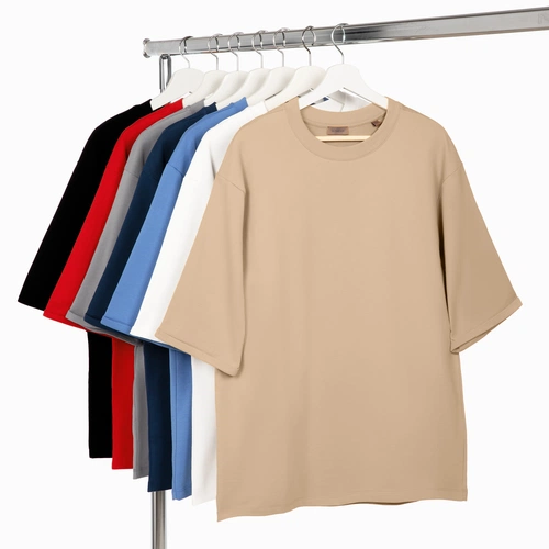 Футболка оверсайз унисекс Kosmos 2.0, бежевая Футболка оверсайз унисекс Kosmos 2.0, бежевая