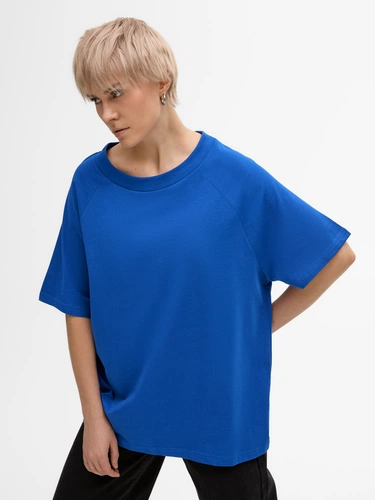 Футболка унисекс оверсайз T2, синяя Футболка унисекс оверсайз T2, синяя