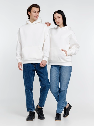 Худи оверсайз унисекс Go Easy, молочно-белое Худи оверсайз унисекс Go Easy, молочно-белое