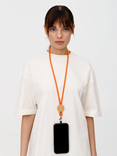 Шнурок для бейджа Tube Wood, оранжевый Шнурок для бейджа Tube Wood, оранжевый