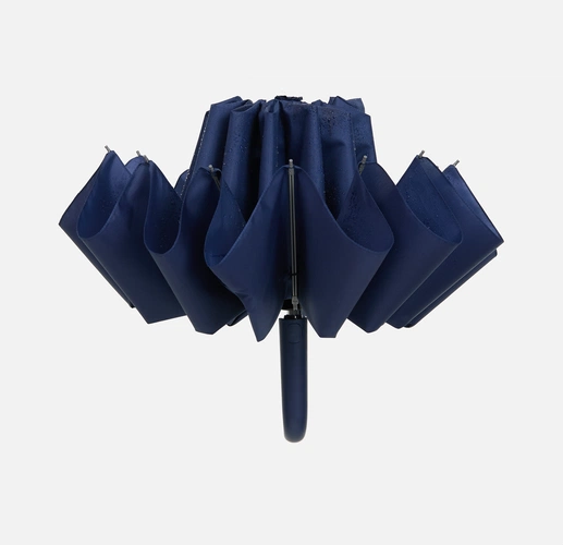 Зонт обратного сложения inLoop с ручкой-карабином, темно-синий Зонт обратного сложения inLoop с ручкой-карабином, темно-синий