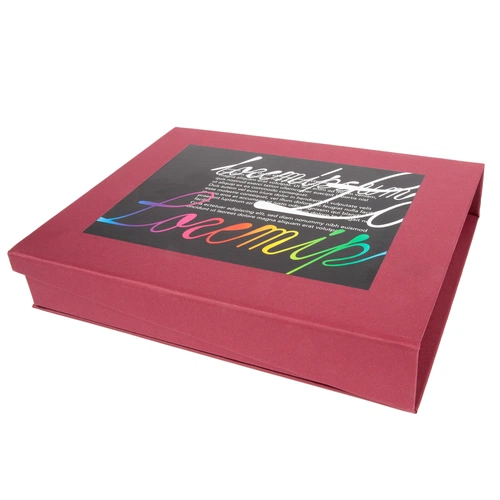 Коробка Duo под ежедневник и ручку с DTF-печатью, бордовая Коробка Duo под ежедневник и ручку с DTF-печатью, бордовая