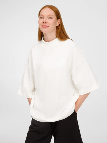 Футболка оверсайз унисекс T9, молочно-белая Футболка оверсайз унисекс T9, молочно-белая