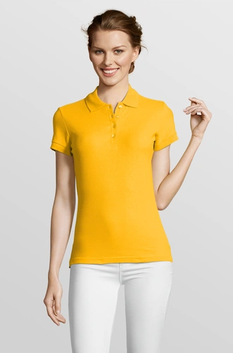 Рубашка поло женская People 210, желтая Рубашка поло женская People 210, желтая