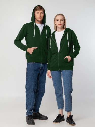 Толстовка на молнии с капюшоном Siverga, темно-зеленая Толстовка на молнии с капюшоном Siverga, темно-зеленая