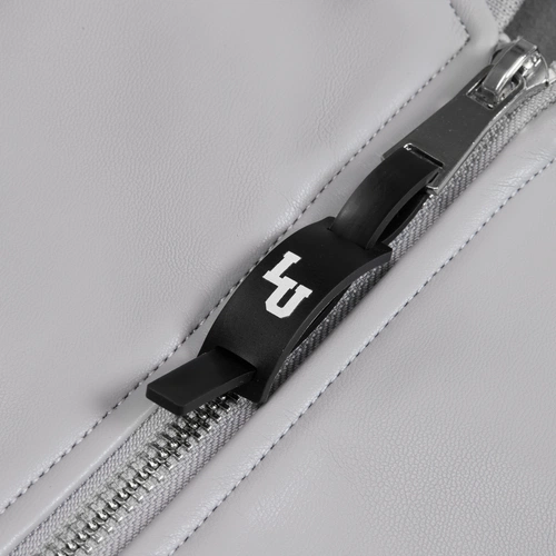 Бомбер из искусственной кожи Univer, серый с нанесением