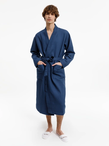 Халат вафельный Kimono, темно-синий Халат вафельный Kimono, темно-синий