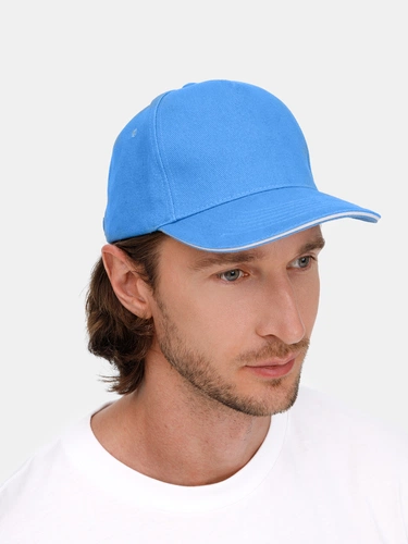 Бейсболка Classic 2.0, синяя с белым кантом Бейсболка Classic 2.0, синяя с белым кантом