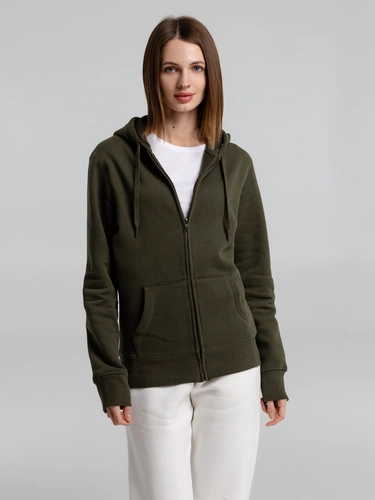 Толстовка на молнии с капюшоном унисекс King, хаки Толстовка на молнии с капюшоном унисекс King, хаки