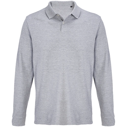 Рубашка поло унисекс с длинным рукавом Pacific LSL, серый меланж Рубашка поло унисекс с длинным рукавом Pacific LSL, серый меланж