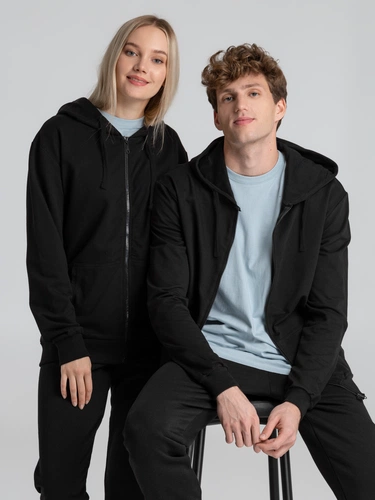 Толстовка на молнии с капюшоном Siverga 2.0, черная Толстовка на молнии с капюшоном Siverga 2.0, черная