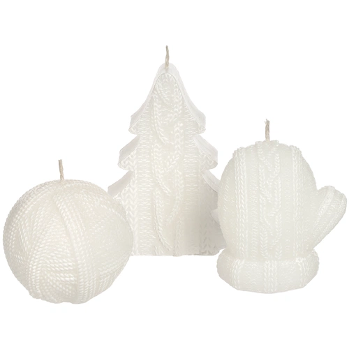 Свеча Kniteam, варежка, белая Свеча Kniteam, варежка, белая