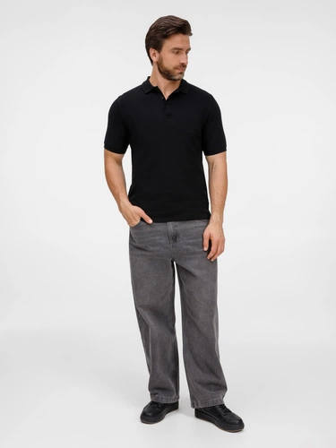 Рубашка поло унисекс Upswing, черная Рубашка поло унисекс Upswing, черная