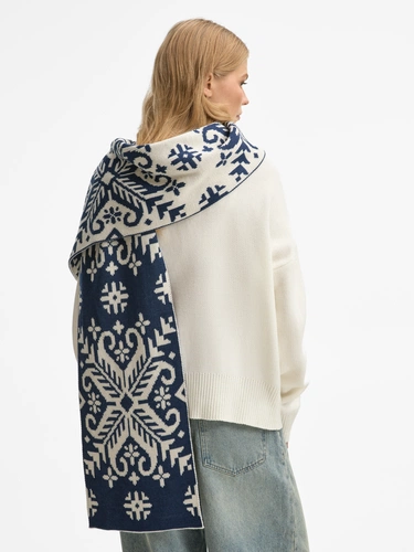 Шарф Wintertude L, синий с белым Шарф Wintertude L, синий с белым