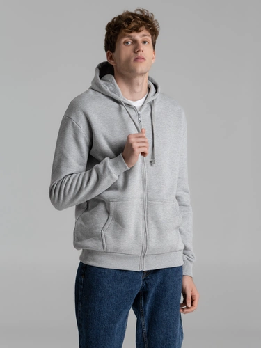 Толстовка на молнии с капюшоном Unit Siverga Heavy, серый меланж Толстовка на молнии с капюшоном Unit Siverga Heavy, серый меланж
