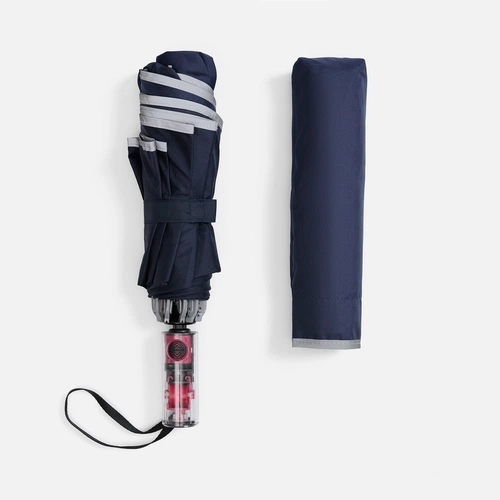 Зонт наоборот складной Futurum со светоотражающим кантом, темно-синий Зонт наоборот складной Futurum со светоотражающим кантом, темно-синий