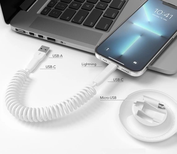 Кабель Vonmahlen Allroundo Eco для быстрой зарядки, белый Кабель Vonmahlen Allroundo Eco для быстрой зарядки, белый