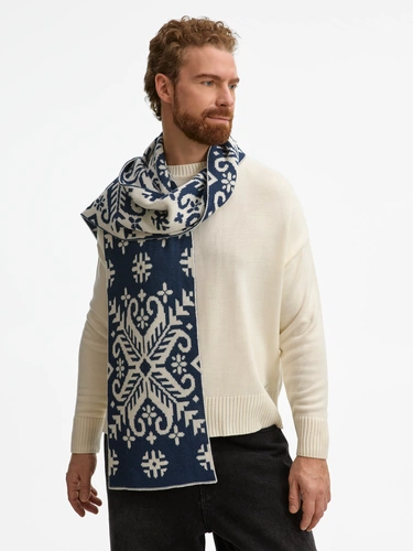 Шарф Wintertude L, синий с белым Шарф Wintertude L, синий с белым