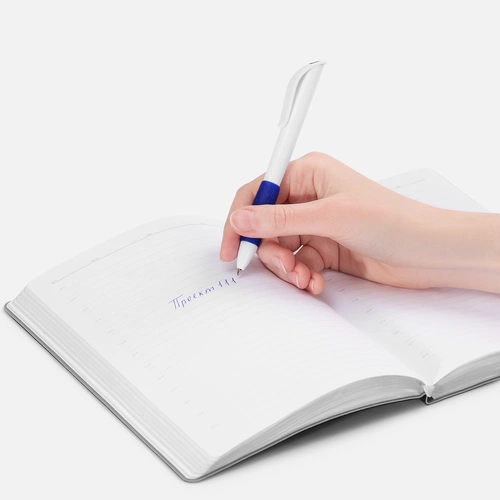 Ручка шариковая Grip, белая (молочная) с синим Ручка шариковая Grip, белая (молочная) с синим