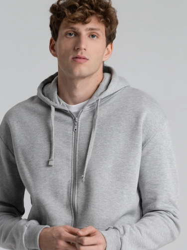 Толстовка на молнии с капюшоном Unit Siverga Heavy, серый меланж Толстовка на молнии с капюшоном Unit Siverga Heavy, серый меланж