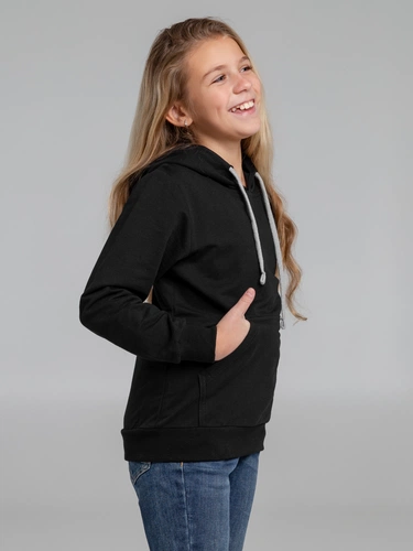Толстовка с капюшоном детская Kirenga Kids, черная Толстовка с капюшоном детская Kirenga Kids, черная