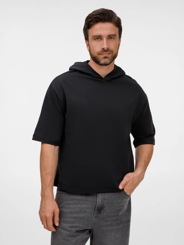 Футболка оверсайз унисекс с капюшоном Neofit, черная Футболка оверсайз унисекс с капюшоном Neofit, черная