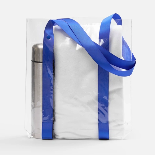 Шопер Clear Fest, ver.2, прозрачный с синими ручками Шопер Clear Fest, ver.2, прозрачный с синими ручками