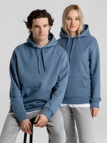 Толстовка с капюшоном унисекс King, серо-синяя Толстовка с капюшоном унисекс King, серо-синяя