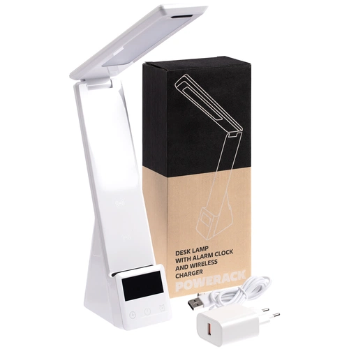 Лампа с беспроводной зарядкой смартфона и часов Powerack, белая Лампа с беспроводной зарядкой смартфона и часов Powerack, белая