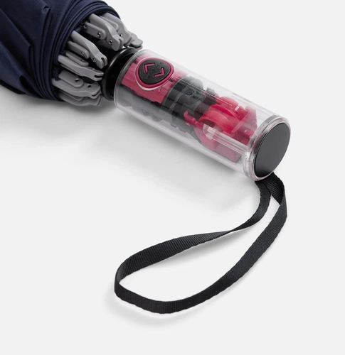 Зонт наоборот складной Futurum со светоотражающим кантом, темно-синий Зонт наоборот складной Futurum со светоотражающим кантом, темно-синий