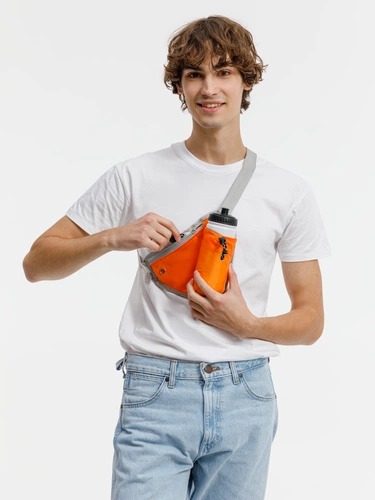 Сумка поясная с отделением для бутылки Waterun, оранжевая Сумка поясная с отделением для бутылки Waterun, оранжевая