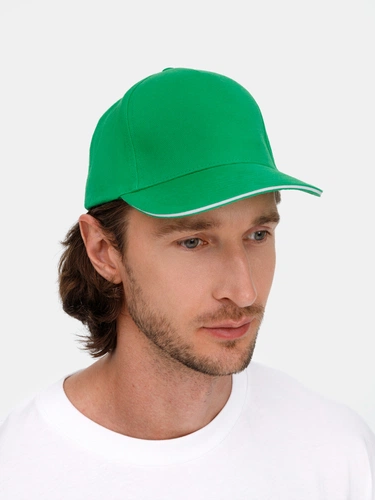 Бейсболка Long Beach, ярко-зеленая с белым Бейсболка Long Beach, ярко-зеленая с белым