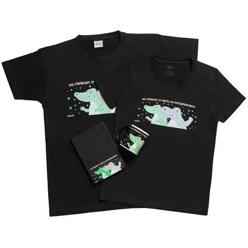 Футболка женская «Крокодилобегемоты», черная Футболка женская «Крокодилобегемоты», черная